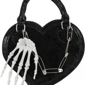 Halloween Gothic Purse for Women Cut Heart Shaped Shoulder Bag Devil Handbag Sku
